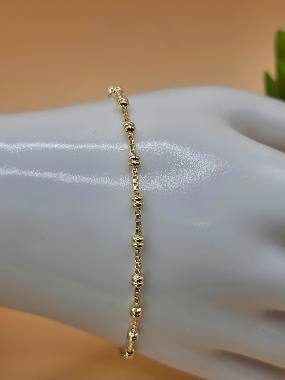 Delicate Gold Plated Bead Chain Bracelet - Women Jewelry